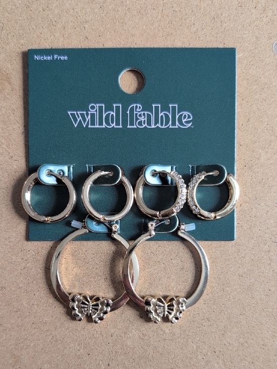 wild fable Jewelry - wild fable Gold Hoop Earring Set with Crystal and Butterfly Accents